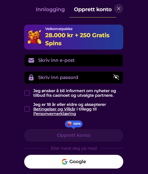 spintein casino registration
